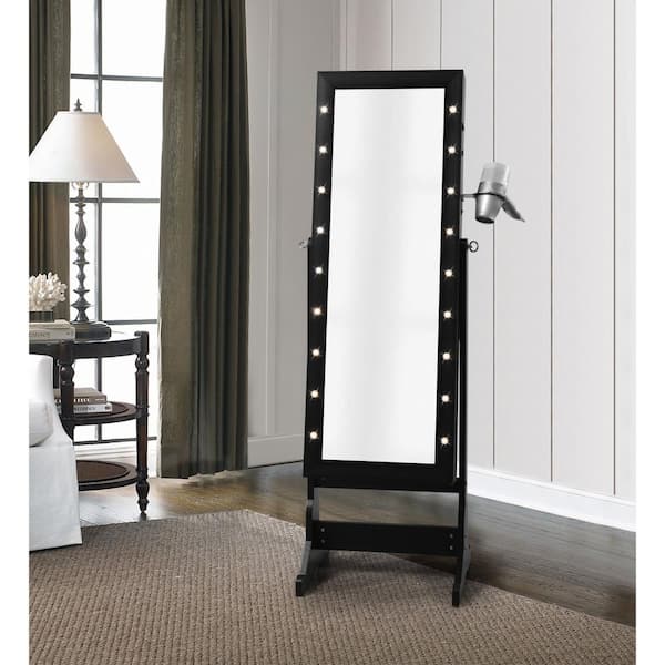 Inspired Home Amelie Marquee Led Light, Floor Mirror Jewelry Cabinet