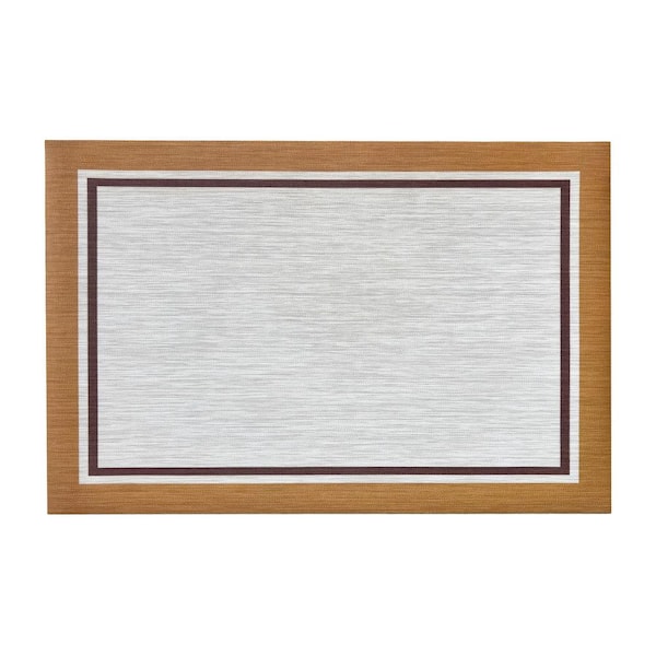 Unbranded Lancaster Gold Woven Vinyl Home Kitchen Mat Waterproof Area Rug for Indoor/Outdoor 24 in. x 36 in.