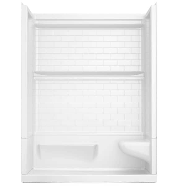 Classic 500 Tile Curve Right Seat 32 in. L x 60 in. W x 75.76 in. H Alcove Shower Kit with Shower Wall and Shower Pan