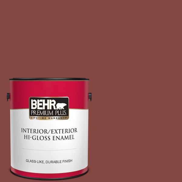 BEHR PREMIUM PLUS 1 gal. #S-H-170 Red Brick Hi-Gloss Enamel Interior/Exterior Paint