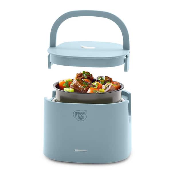 GreenLife GL. 6 qt. Blue Haze Electric Multi-Cooker Lunch Box, Portable Soup Warmer with Spill-Proof Lid