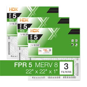 22 in. x 22 in. x 1 in. Standard Pleated Air Filter FPR 5, MERV 8 (3-Pack)