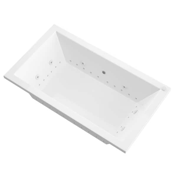 Universal Tubs Sapphire Diamond Series 6 ft. Center Drain Rectangular Drop-in Whirlpool and Air Bath Tub in White