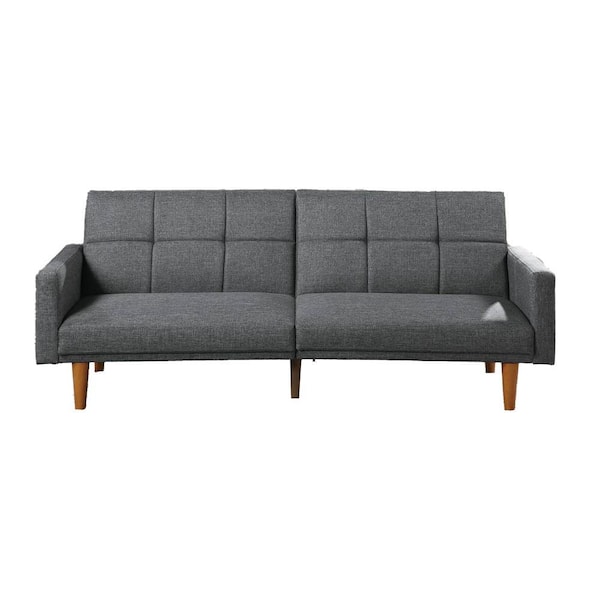 Benjara 79.53 in Flared Arms Fabric Rectangle Tufted Back Sofa in. Gray (1 Piece)