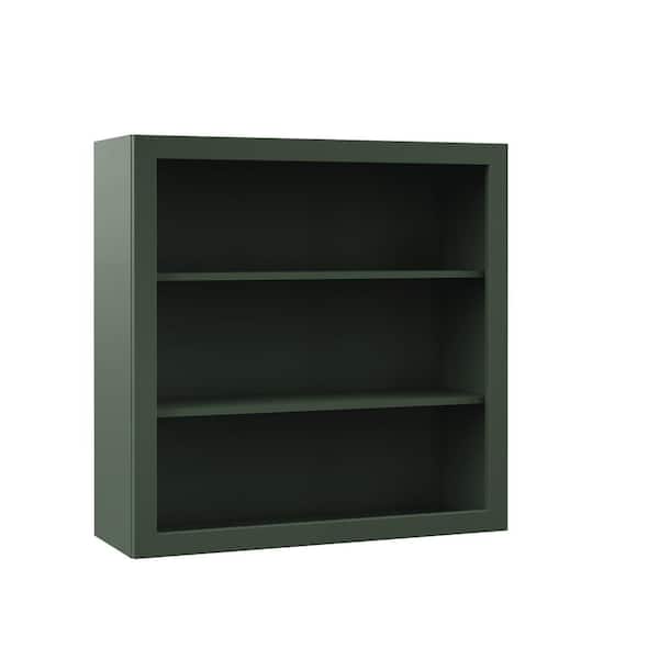 Hampton Bay Designer Series Melvern 36 in. W x 12 in. D x 36 in. H Assembled Shaker Open Shelf Wall Kitchen Cabinet in Forest