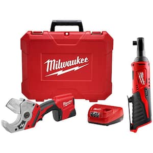 M12 12-Volt Lithium-Ion Cordless PVC Shear Kit with One 1.5 Ah Battery, Charger and Hard Case with M12 3/8 in. Ratchet