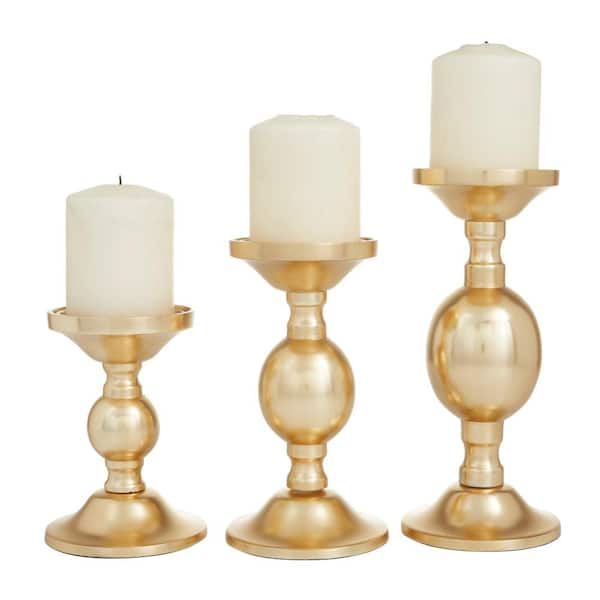 Novogratz Gold Aluminum Pillar Candle Holder (Set of 3) 040757 - The Home  Depot