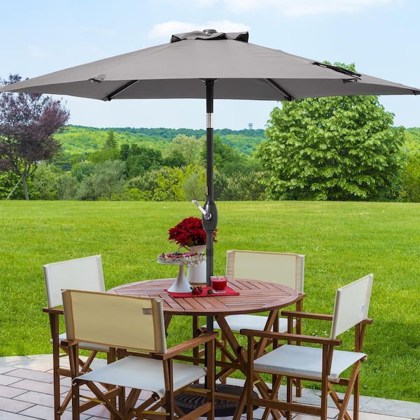 JOYESERY 7.5 ft. Patio Market Umbrellas with Crank and Tilt Button in Gray