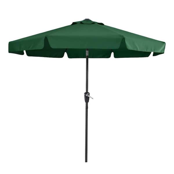 Outdoor Series 9 ft. x 9 ft. Forest Green with Brown Valance Patio Umbrella for Outdoor Table Market