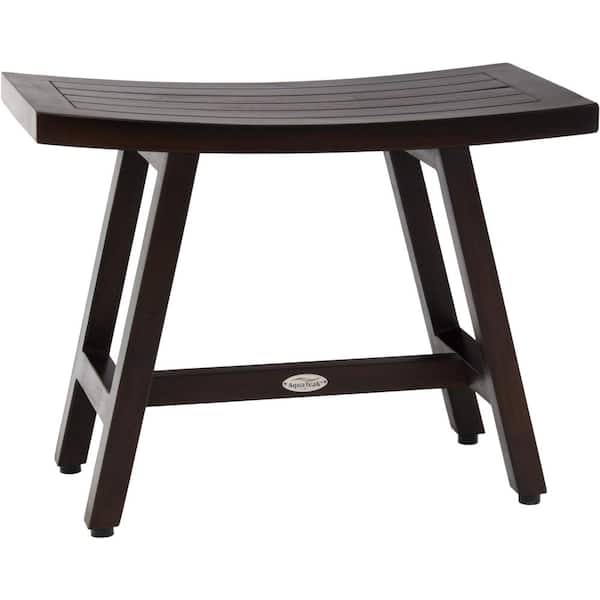 AquaTeak Patented 24 in x 12 in Asia Lotus Mocha-Shield Freestanding Teak Shower Bench Walk In Shower Seat