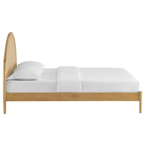 Odette Oak Brown Solid Wood Frame Queen Platform Bed