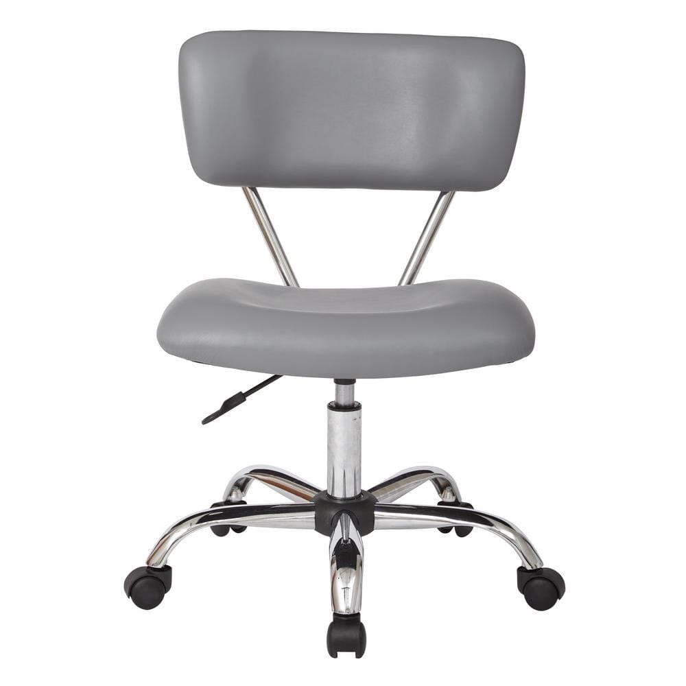 Vista Swivel Low-Back Task Chair in Gray Faux Leather