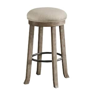 Oaktown 30 in. Light Grey Wood Bar Stool with Backless Swivel Seat