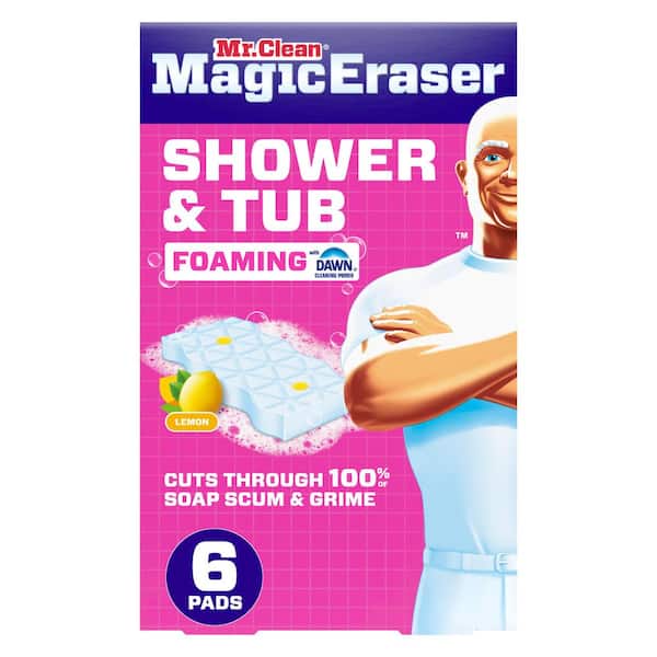 Magic Eraser Shower and Tub Foaming With Dawn 2.2 in. Scrubbing Pad Cleaning Sponge (6-Count)