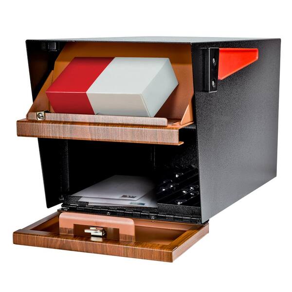 Mail Boss Mail Manager Locking Wood Grain Post Mount Mailbox