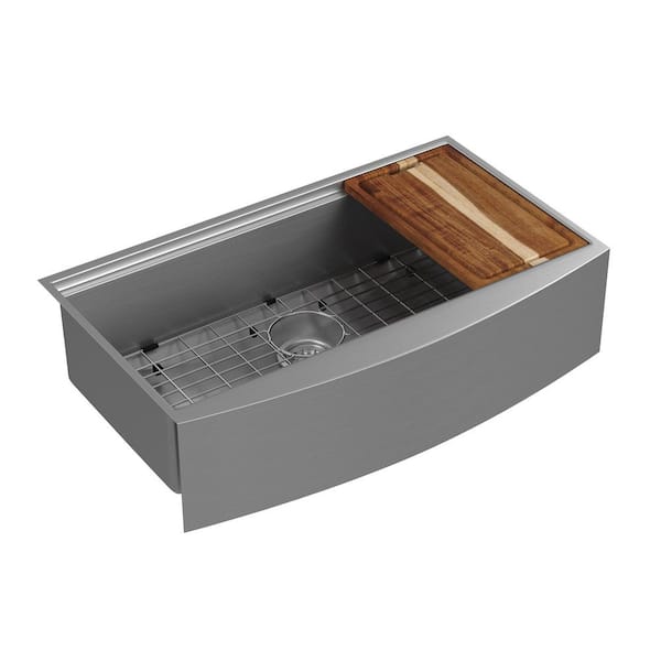 Santa Cruz 31 in. Farmhouse/Apron Single Bowl 16 Gauge Brushed Stainless Steel Kitchen Sink with Accessories