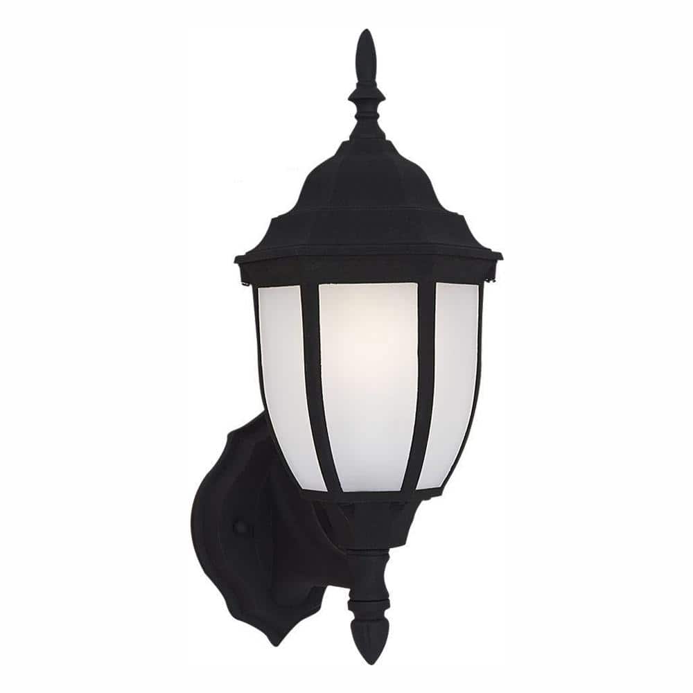 Black Satin Etched Glass Outdoor LED Wall Lantern Sconce