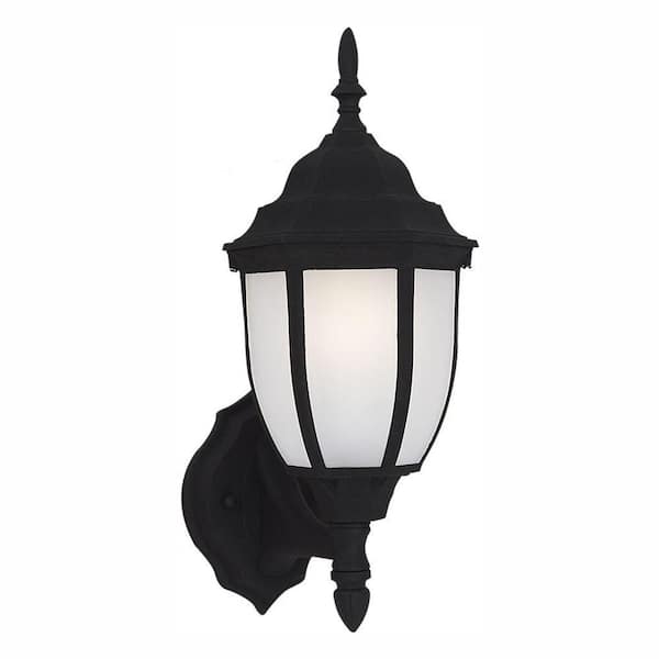 Generation Lighting Bakersville 1-Light Black Outdoor 15.5 in. Wall Lantern Sconce