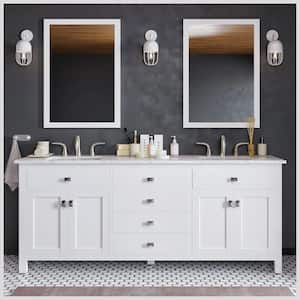 Artemis 72 in. W x 22 in. D x 34 in. H Double Bath Vanity in White with White Quartz Top with White Sinks