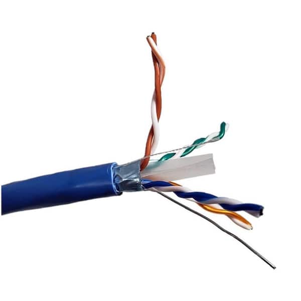 500 Feet Cat 6 Solid/Shielded (F/UTP) CMR Riser Bulk Ethernet (23AWG) Cable (Blue) with 20-Pack Shielded RJ45 Connectors