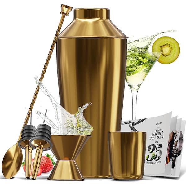 JoyTable Bartender Kit - Cocktail Set Kit - Bartender Drink Mixer Shaker Bar Tool Set - 8 Piece Set - Gold
