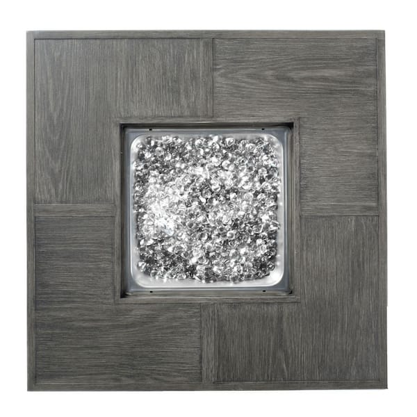 Cheyenne 40 in. x 25 in. Square Aluminum Propane Gas Fire Pit Chat Table with Glacier Ice Firebeads