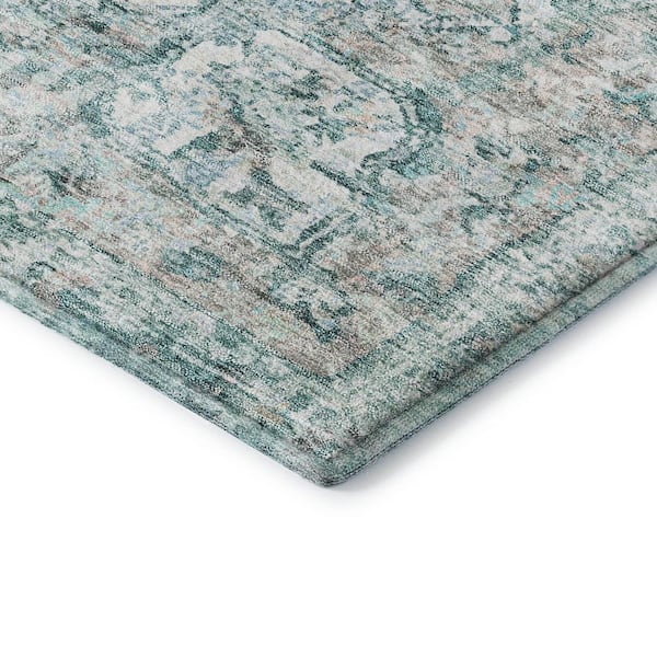 Mayfield Premium Machine Washable Abstract AMF2138 Teal 5 ft. x 7 ft. 6 in. Area Rug