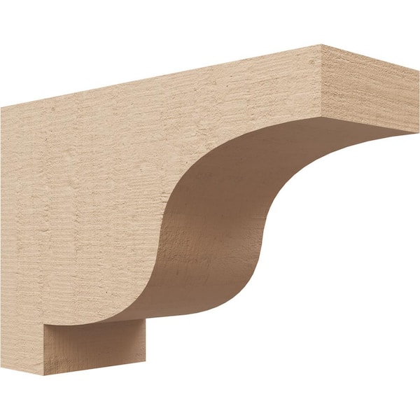 Ekena Millwork 4 in. x 8 in. x 12 in. Series 3 Classic Newport Rough Cedar Woodgrain Timberthane Polyurethane Corbel, Primed Tan