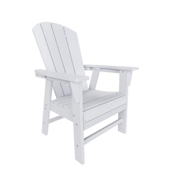 WESTIN OUTDOOR Laguna Outdoor Patio Fade Resistant HDPE Plastic Adirondack Style Dining Chair with Arms in White