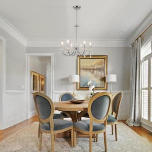 6-Light Chrome Classic/Traditional Chandelier with Crystal Accents for Living Room Bedroom Kitchen Study