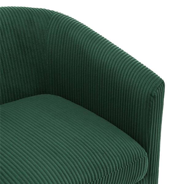 Uixe Dark Green Corduroy Fabric Upholstered 360°Swivel Arm