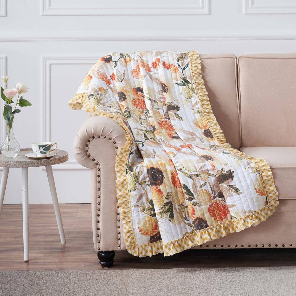 Somerset Floral Gingham Reversible Throw Blanket