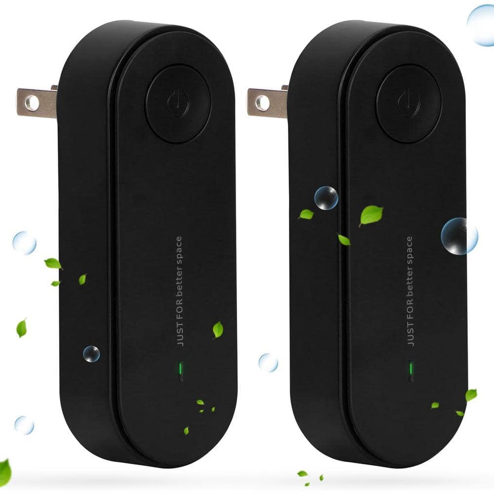 20 Sq. Ft. Mini Portable Plug-in Negative Ion Air Purifier in Black (2 Pack