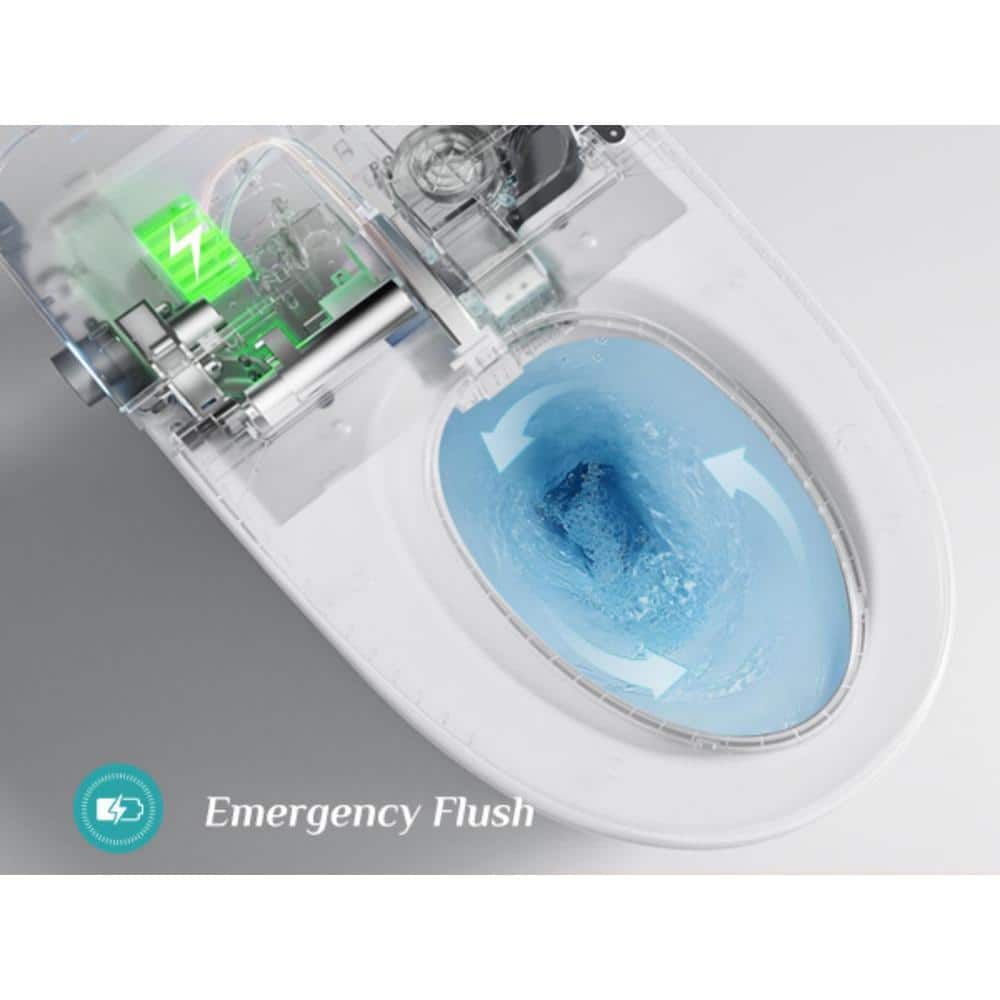 White Vitreous China Elongated Smart Bidet Toilet with Heated Seat
