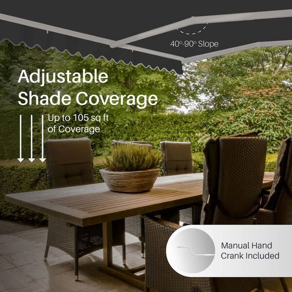 ALEKO 12 ft. Caribbean Polyester Manual Retractable Patio Awning