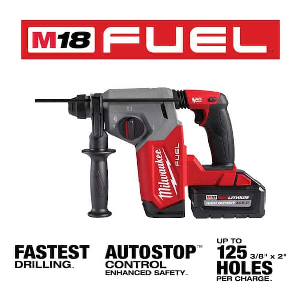 Milwaukee M18 FUEL 18V Lithium-Ion Brushless 1 in. Cordless SDS-Plus Rotary Hammer Kit with Two 6.0 Ah Batteries, Hard Case
