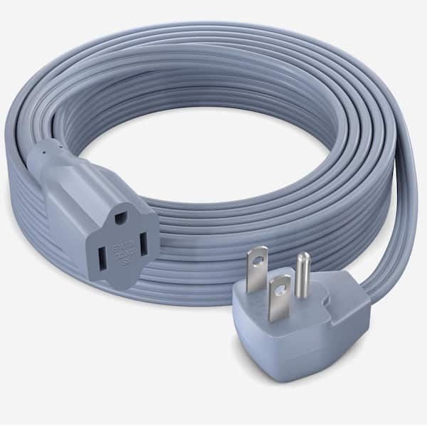 15 ft. 14 / 3 Medium / Heavy Duty Indoor Extension Cord Flat Plug Flat Wire 15 Amp Gray