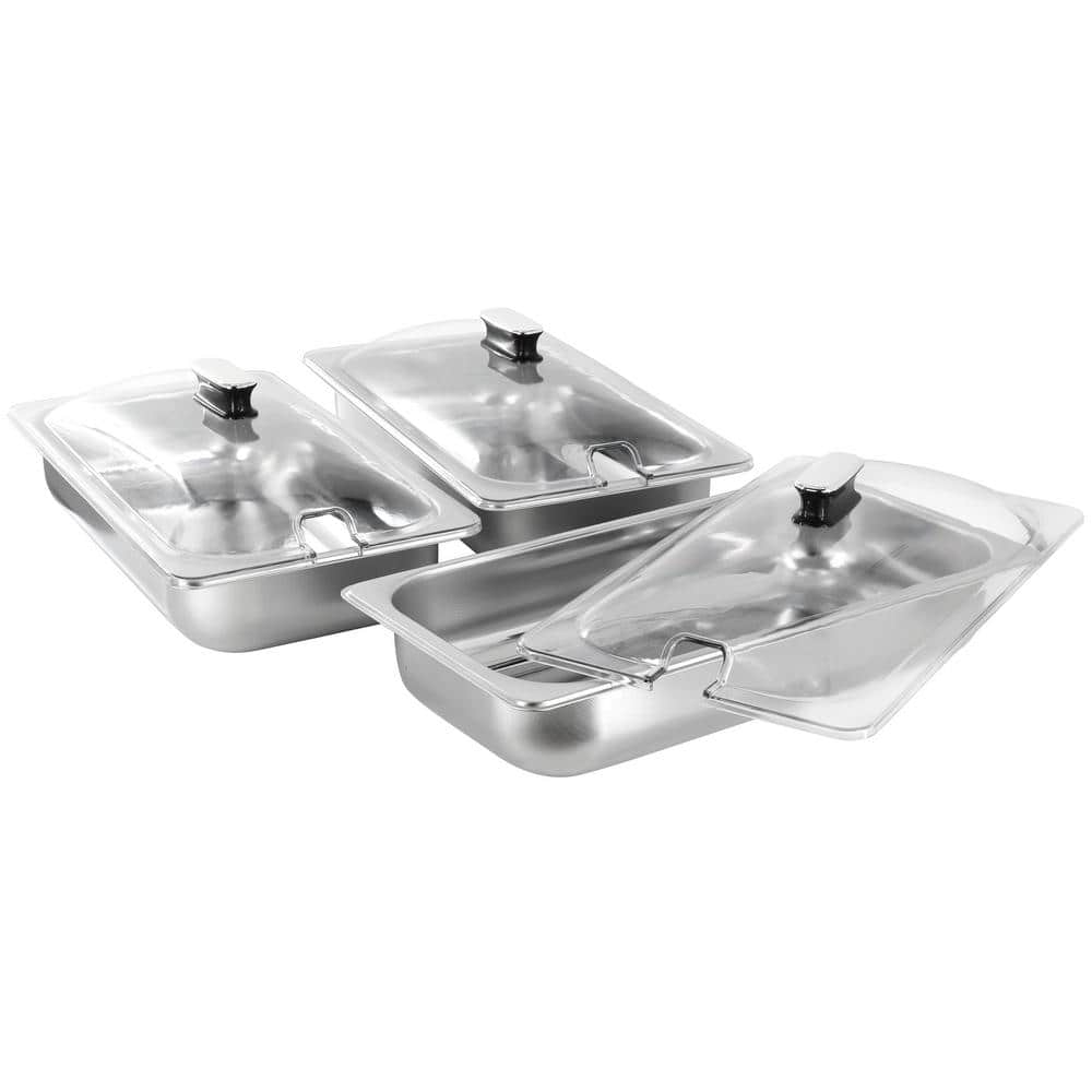 Silver Stainless Steel 3-in-1 Electric Buffet Server and Warming Tray