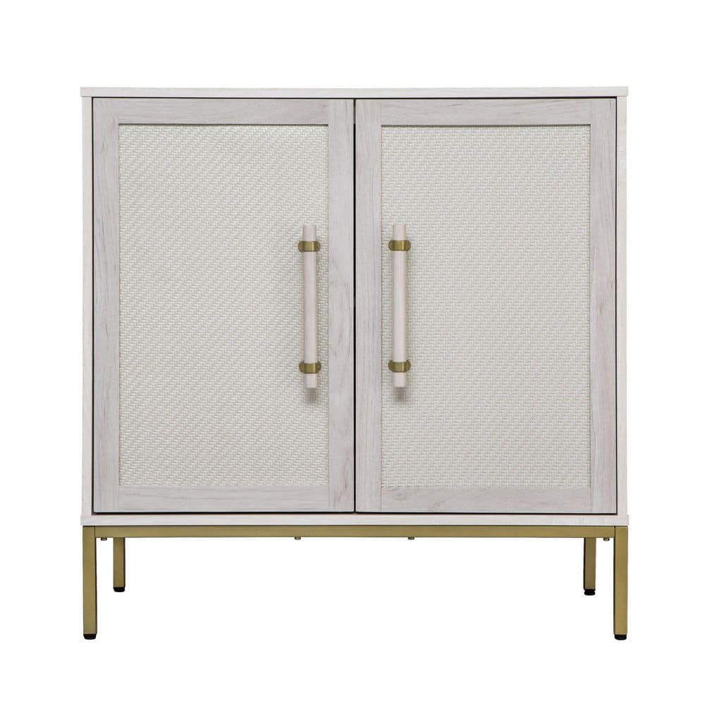 Sophia 2-Door Accent Cabinet, 34 in., Sand Wood with Rattan Doors and Wood/Brass Handles, Adjustable Shelf price history on PriceWatchPro