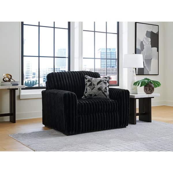 Midnight-Madness Black Polyester Chair and a Half with Removable Cushions