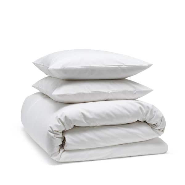 A1 Home Collections Organic Cotton Solid White Wrinkle Resistant Twin Duvet Cover Set