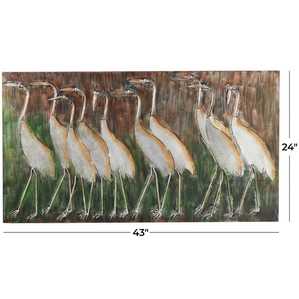 Large Brown Metal Bird Wall Sculpture