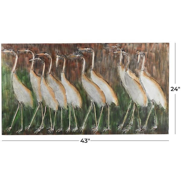 24 in. x 43 in. Brown Metal Coastal Birds Wall Decor