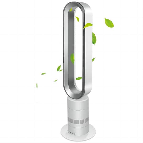 dubbin 39 in. Bladeless Fan Tower Fan With 10 Speeds Settings, 10h Timing Closure, White
