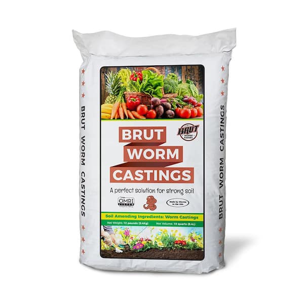 Brut Worm Farms Organic Worm Castings Potting Soil for Plants, 12 lbs. Bag