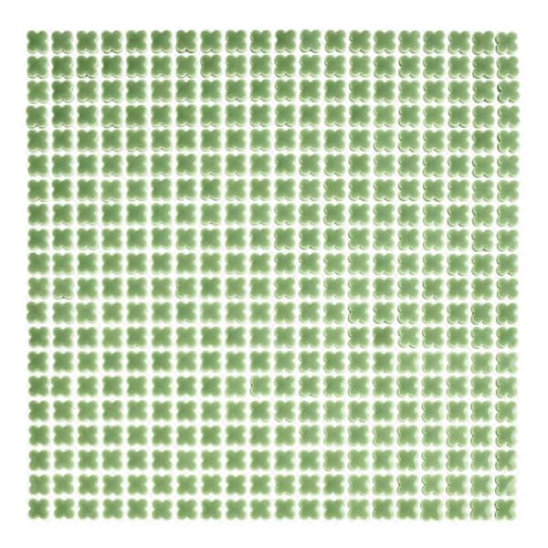 Fioretti Glossy Grass Green 6 in. x 6 in. Porcelain Mosaic Take Home Tile Sample
