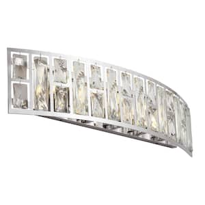 24.12 in. 5-Light Chrome Vanity Light with Crystal Glass Accents