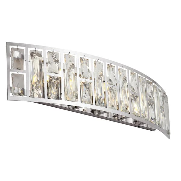 pasentel 24.12 in. 5-Light Chrome Vanity Light with Crystal Glass Accents