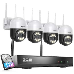 Wireless 8-Channel 3MP 1TB NVR Security Camera System with 355° Pan Tilt Outdoor Cameras, Color Night Vision 2-Way Audio