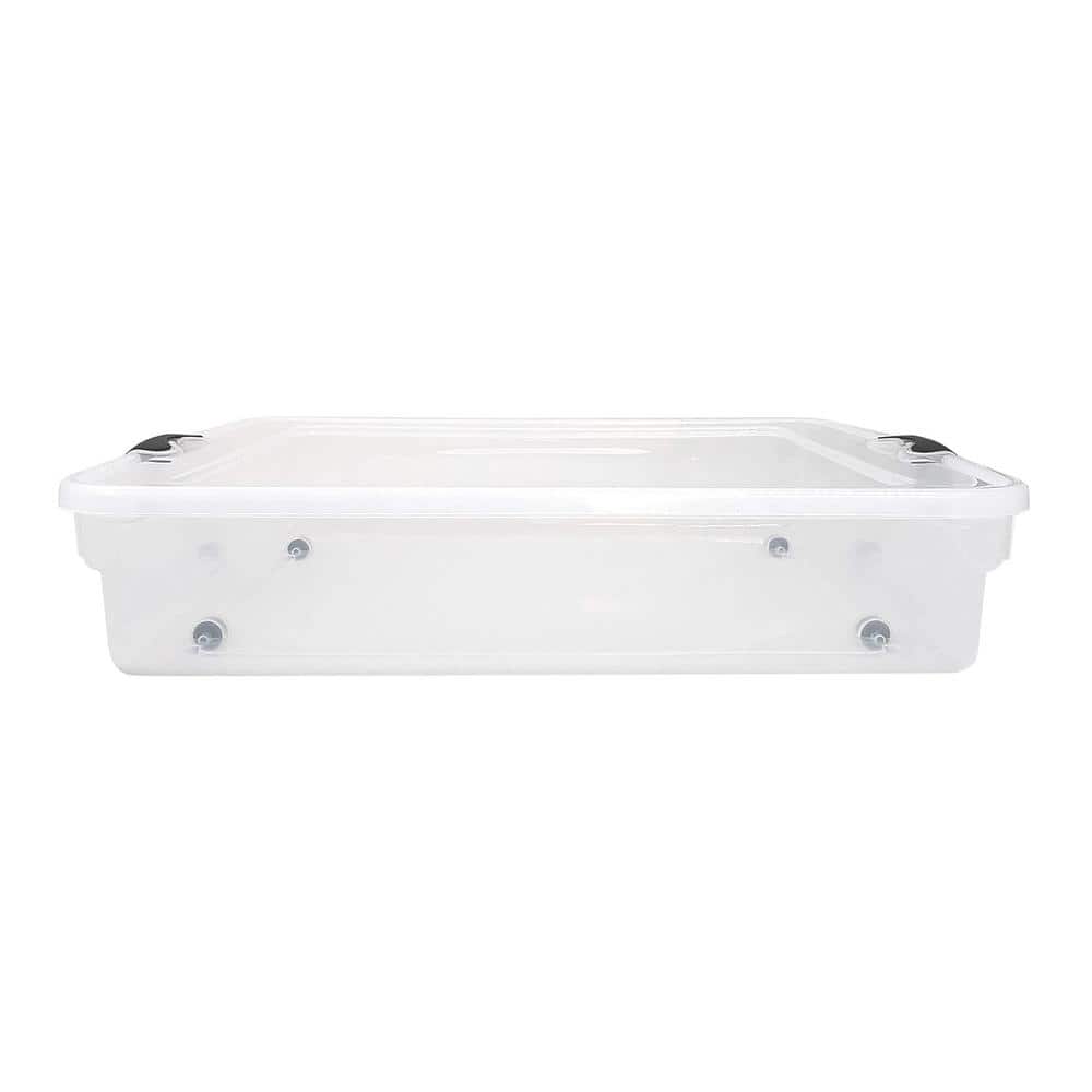 Clear Stackable Plastic Underbed Storage Boxes with Lids, 6-Pack